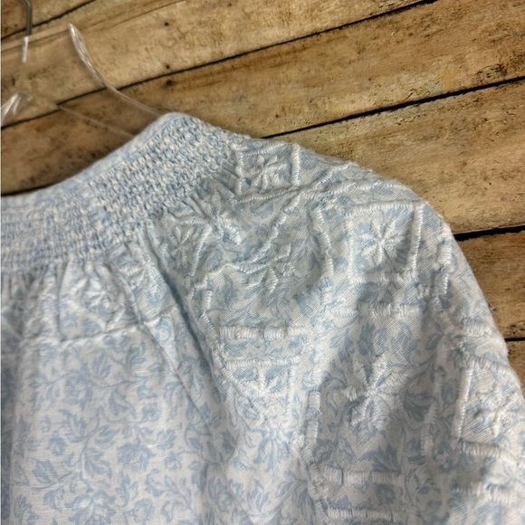 JOIE Long Sleeve Blouse Embroidered Floral Blue and White Linen Top LARGE - Picture 5 of 8